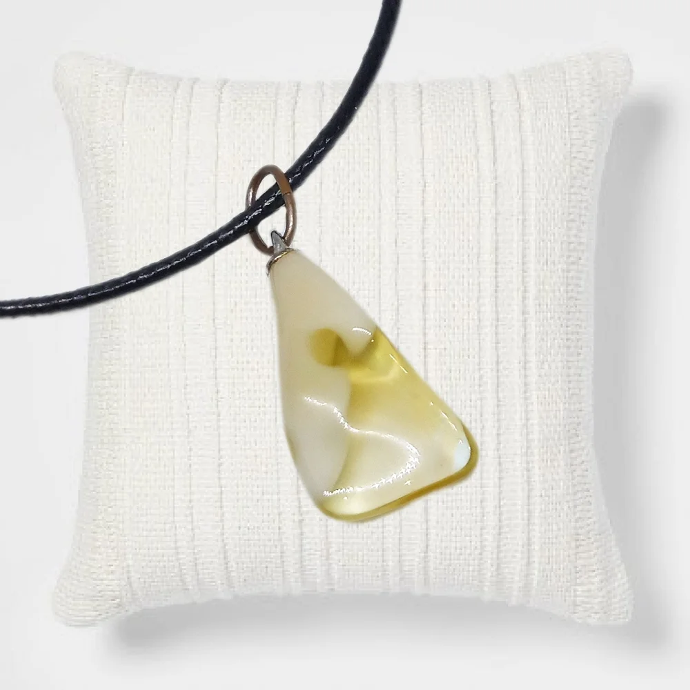 Citrine Gemstone Pendant with Black Cord Necklace